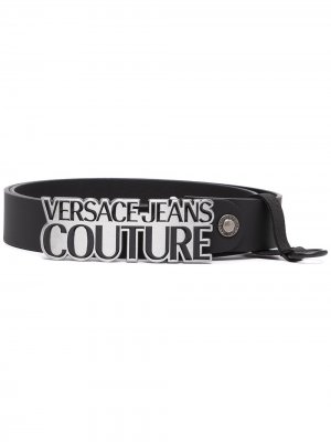 Ремень с логотипом Versace Jeans Couture. Цвет: черный