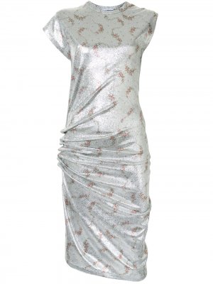 Платье миди Robe со сборками Paco Rabanne. Цвет: серебристый