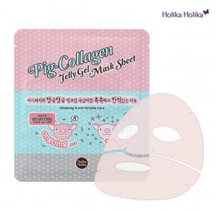 Pig Collagen Jelly Gel Mask 25 мл * 2 листа (Отбеливание и против морщин) HOLIKA