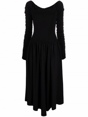 Драпированное платье миди с длинными рукавами Khaite. Цвет: черный