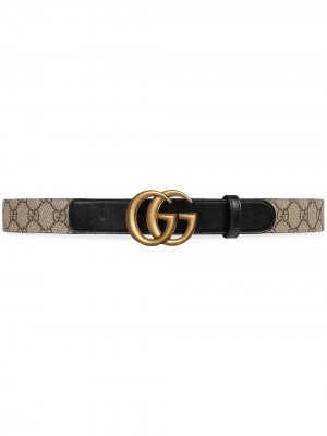Ремень GG Marmont с узором Supreme Gucci. Цвет: черный