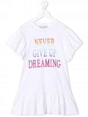 Платье-футболка с оборками Alberta Ferretti Kids. Цвет: белый