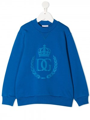 Толстовка с принтом DG Crown Dolce & Gabbana Kids. Цвет: синий