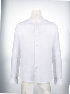 Полосатая рубашка с воротником-стойкой Tintoria Mattei. Цвет: белый
