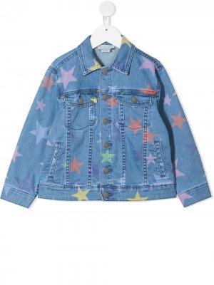Джинсовая куртка с принтом Stella McCartney Kids. Цвет: синий