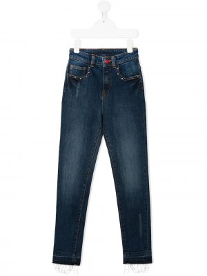 Прямые джинсы с завышенной талией Zadig & Voltaire Kids. Цвет: синий