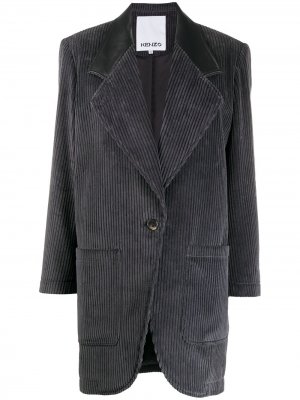 Вельветовое однобортное пальто Kenzo. Цвет: серый
