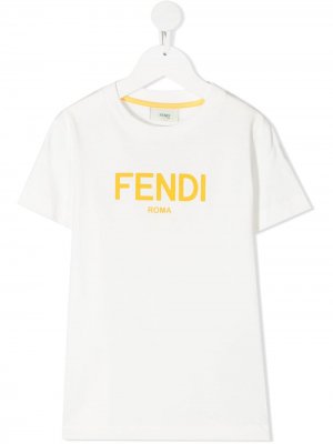 Футболка с логотипом Fendi Kids. Цвет: белый