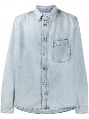 Джинсовая рубашка с длинными рукавами и логотипом Off-White. Цвет: синий