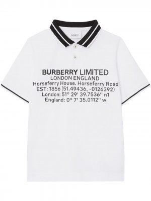 Рубашка поло с принтом Burberry Kids. Цвет: белый