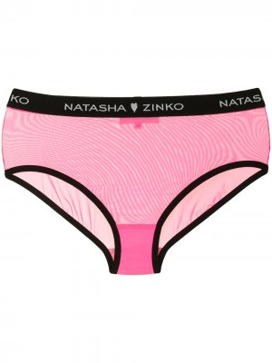 Сетчатые трусы-брифы с логотипом на поясе Natasha Zinko. Цвет: розовый