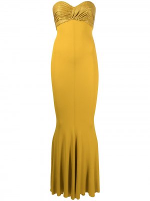 Длинное платье с вырезом в форме сердца Alexandre Vauthier. Цвет: желтый