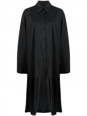 Платье-рубашка миди с заниженной талией MM6 Maison Margiela. Цвет: черный