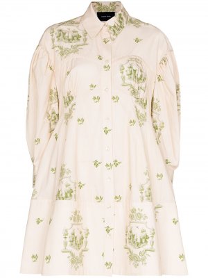 Платье-рубашка с цветочным принтом Simone Rocha. Цвет: нейтральные цвета