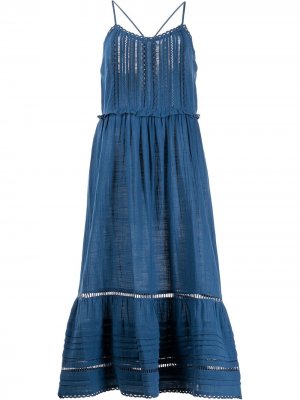 Платье миди с оборками Veronica Beard. Цвет: синий