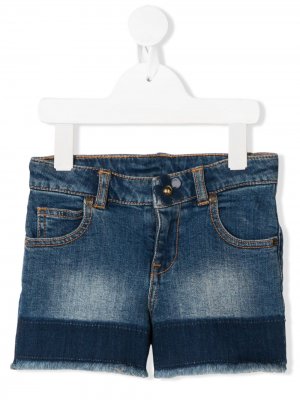 Джинсовые шорты с бахромой Little Marc Jacobs. Цвет: синий