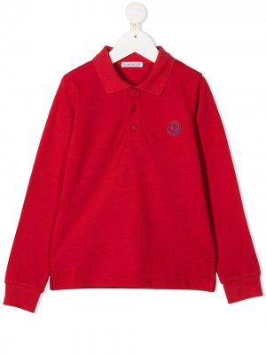 Рубашка поло с нашивкой-логотипом Moncler Enfant. Цвет: красный