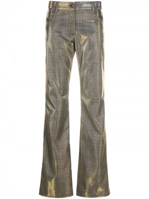 Расклешенные брюки из ткани ламе MSGM. Цвет: коричневый