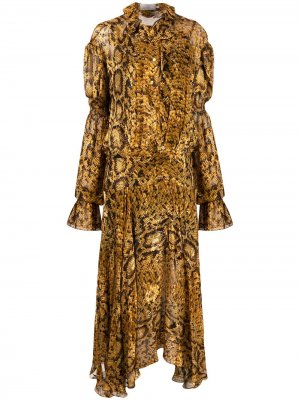 Платье Jocelyn со змеиным принтом Preen By Thornton Bregazzi. Цвет: нейтральные цвета