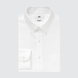 Рубашка UNIQLO Super Non-Iron Slim Fit (Воротник на пуговицах с длинным рукавом)