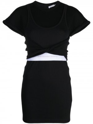 Многослойное платье-футболка в рубчик alexanderwang.t. Цвет: черный