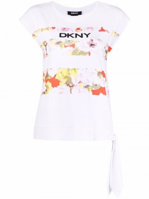 Топ с цветочным принтом и логотипом DKNY. Цвет: белый