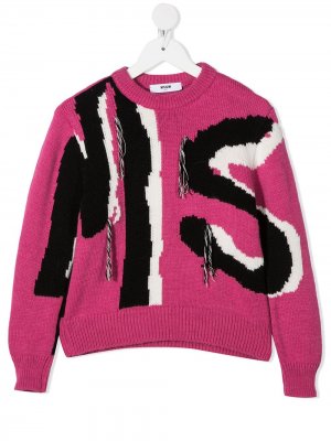 Intarsia-knit crew neck jumper MSGM Kids. Цвет: розовый