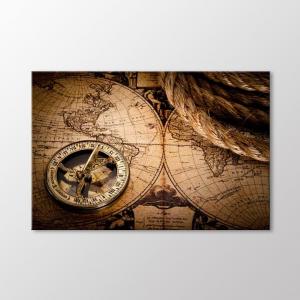 Винтажный компас и живопись карта мира Arty