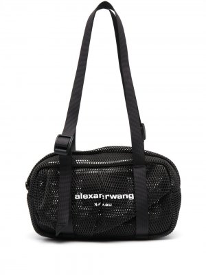 Сетчатая сумка на плечо с логотипом Alexander Wang. Цвет: черный