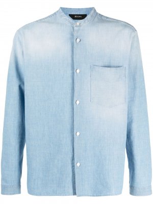 Рубашка с воротником-стойкой Z Zegna. Цвет: синий