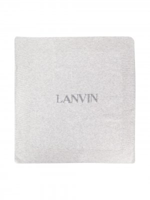 Одеяло вязки интарсия с логотипом LANVIN Enfant. Цвет: серый