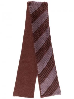 Норковый шарф в полоску Liska. Цвет: коричневый