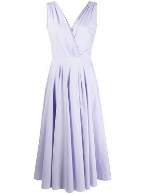 Платье миди с V-образным вырезом и драпировкой Alexander McQueen. Цвет: фиолетовый