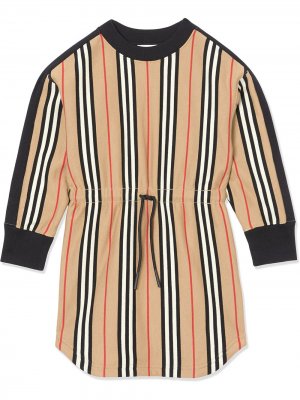 Платье-свитер в полоску Icon Stripe Burberry Kids. Цвет: нейтральные цвета