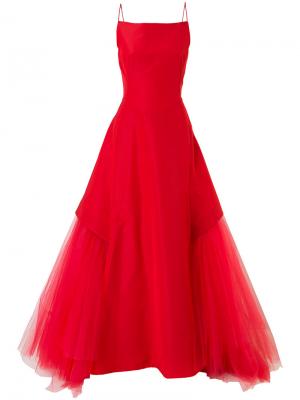 Вечернее платье с расклешенной юбкой Zac Posen. Цвет: красный