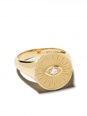 Золотой перстень с бриллиантом Sydney Evan. Цвет: желтый