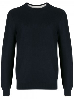 Contrast-cuffs crewneck sweater BOSS. Цвет: синий