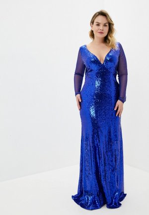 Платье Goddiva Size Plus. Цвет: синий