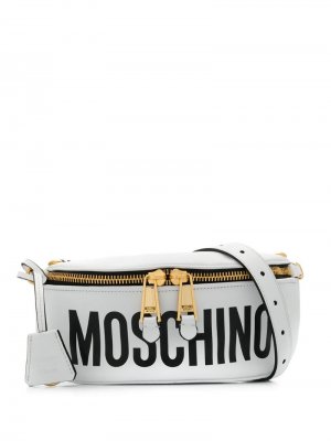 Поясная сумка с логотипом Moschino. Цвет: белый