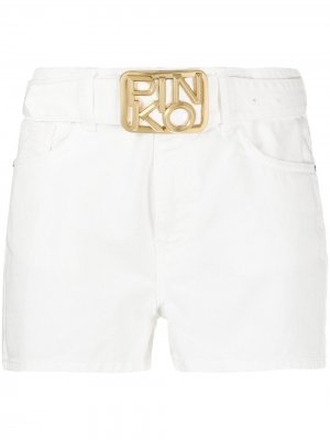 Джинсовые шорты с логотипом Pinko. Цвет: белый