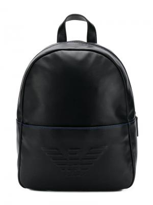 Рюкзак с тисненым логотипом Emporio Armani Kids. Цвет: черный
