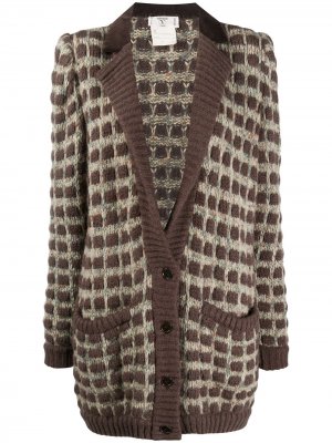 Вязаное пальто-кардиган 1980-х годов Valentino Pre-Owned. Цвет: коричневый