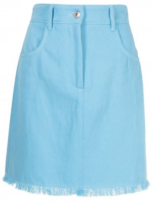 Джинсовая юбка с бахромой MSGM. Цвет: синий