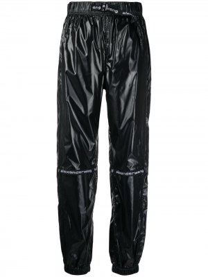 Блестящие брюки с кулиской Alexander Wang. Цвет: черный
