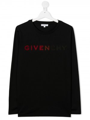 Футболка с длинными рукавами и логотипом Givenchy Kids. Цвет: черный