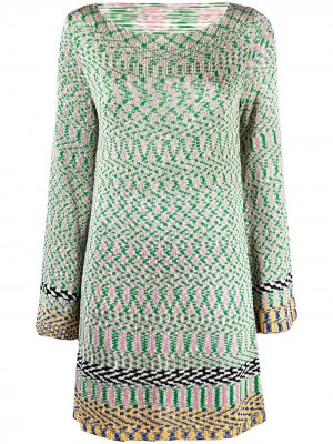 Платье с длинными рукавами и вышивкой Missoni. Цвет: зеленый
