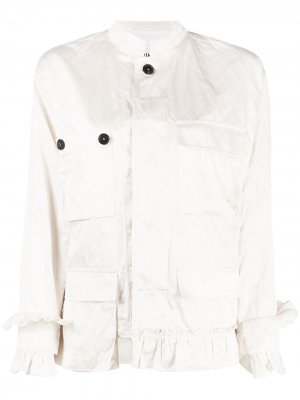 Куртка-рубашка асимметричного кроя с оборками Erika Cavallini. Цвет: нейтральные цвета