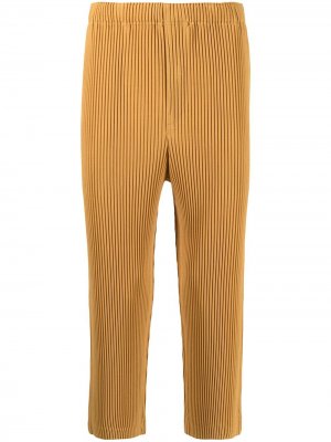 Укороченные плиссированные брюки Homme Plissé Issey Miyake. Цвет: желтый