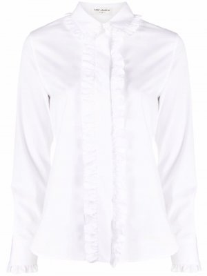 Рубашка с оборками Saint Laurent. Цвет: белый