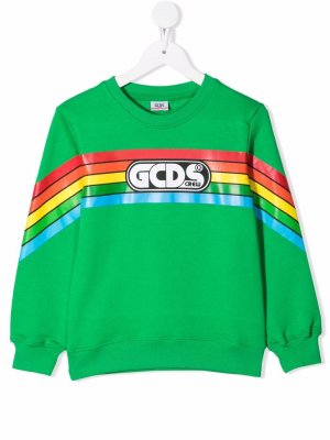 Rainbow stripe-print cotton sweatshirt Gcds Kids. Цвет: зеленый